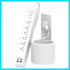 15FT Extension Cord Flat Plug Surge Protector Power Strip, Long Cord Extensi,,,