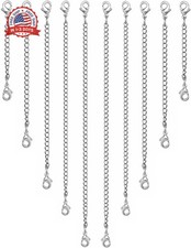 OHINGLT Necklace Extender 10Pcs Chain Extenders for Necklaces Bracelet, Silver P