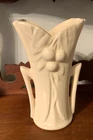 McCoy Vase Double Handle White 6" Leaves Berries Vintage 1940's
