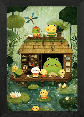 Froschhaus im Regen Gerahmtes Wandbild Poster Leinwanddruck Bild