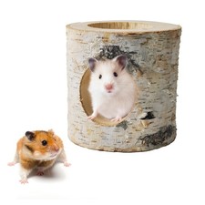 Dwarf Hamster Wood Tunnel Hollow Trunk Mice Tube Gerbil Natural Birch Hideout