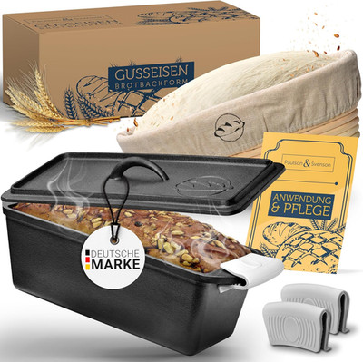 Paulson & Svenson - Brotbackform Mit Deckel Inkl. Gärkorb & Silikongriffe - Brot