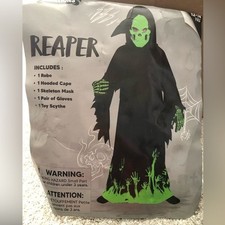 Spooktacular Creation Glow in Dark Grim Reaper Costume Halloween Boy sz XL 12-14