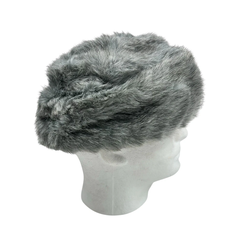 Chapéu de pele sintética cinza vintage Kubanka feito no Reino Unido inverno neve - Imagem 4 de 4