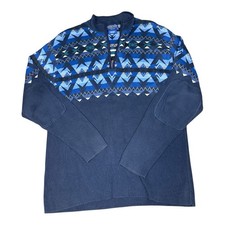 Pendleton Tribal/ Geometric 1/4 Zip Sweater Blue, 100 Cotton Men s Size Large