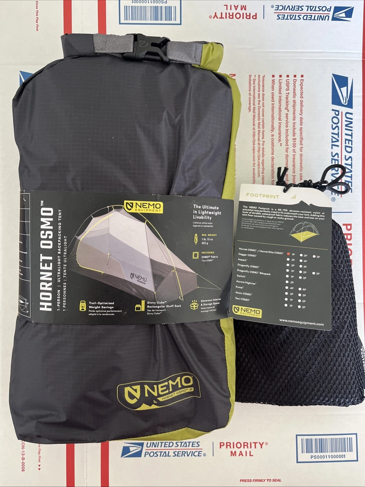 Nemo Hornet OSMO 1P Ultralight Backpacking Tent + Footprint - 1 Person - New