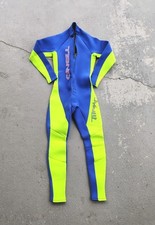 Vintage O'NEILL NEON Blue 3/2 MM Full Wetsuit Surf Zipper USA Made Sz SMALL