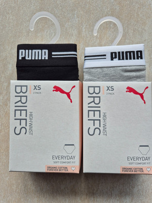 Puma 2x 2 Pack High Waist Briefs Slip Gr. XS grau & schwarz