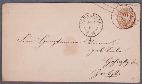 MayfairStamps Prussia 1864 Stralsund Coat of Arms Stationery Cover aax_62129