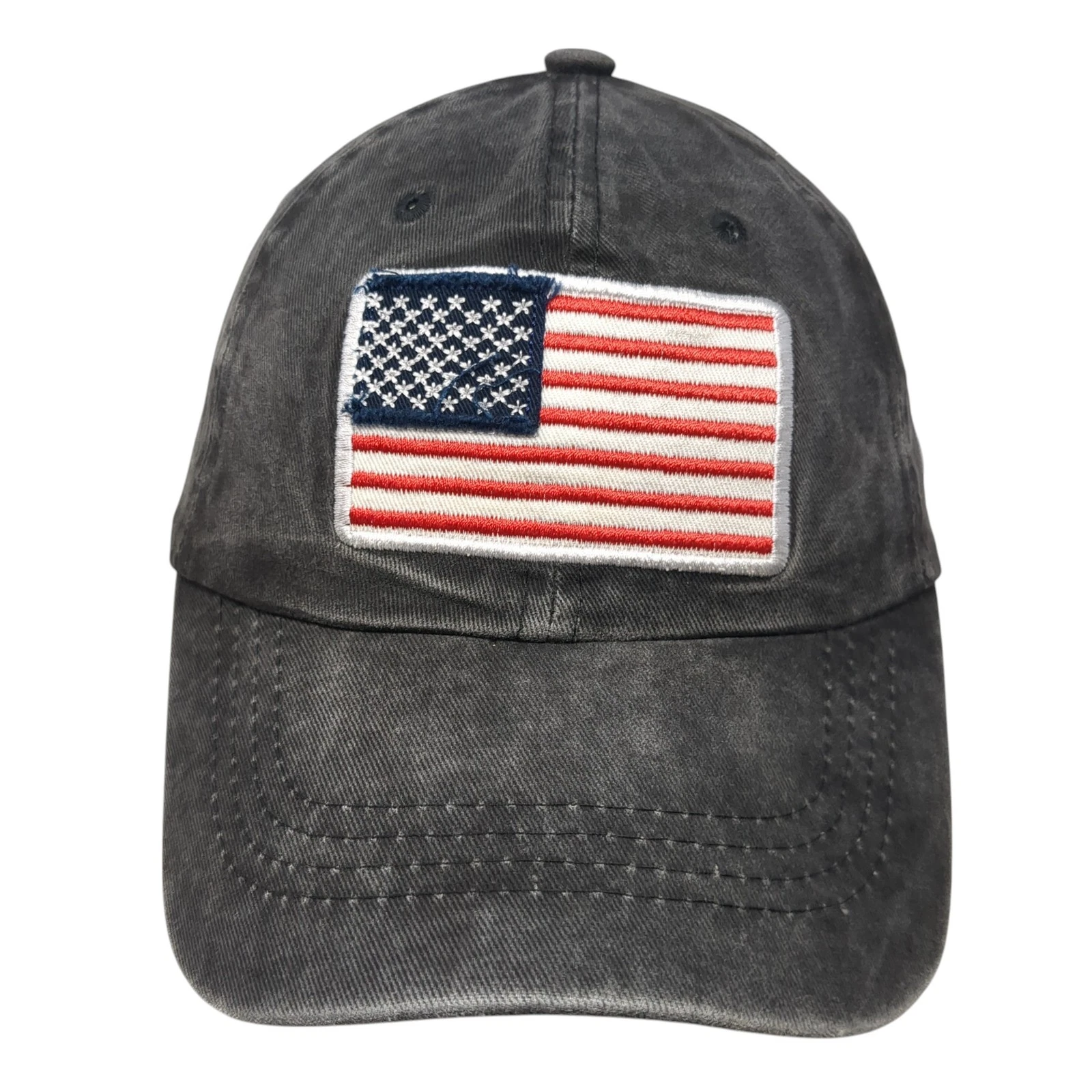 America USA Flag Patch Slideback Hat Gray One Size Adjustable Outdoor