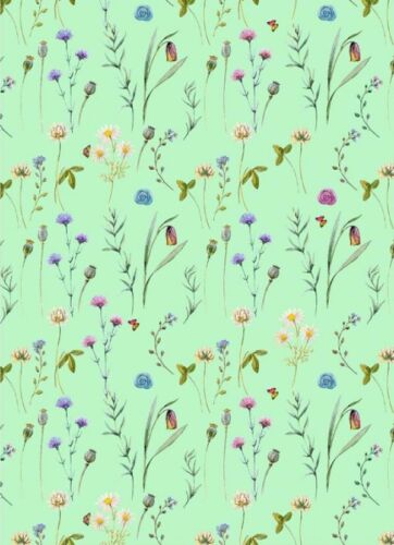 1 meter X 1.4 meter Green Floral Viscose Fabric Soft Dress Gown Robe Material - Picture 4 of 6