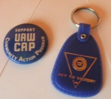Vintage Keychain UAW CAP Council and Support UAW CAP Pin Union Memorabilia