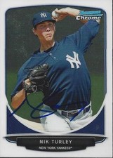 Nik Turley New York Yankees 2013 Bowman Chrome Signed Card