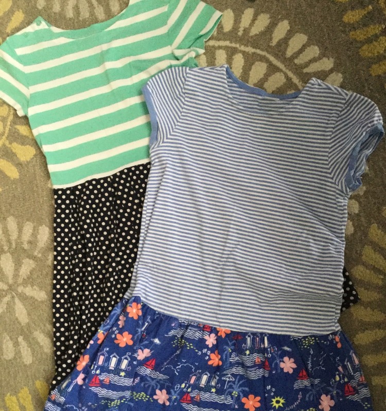 LOT GAP KIDS Girl short sleeve DRESS stripe green white blue 10-12 10 12 Large L