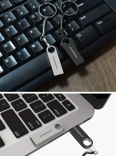 MicroDrive Hi Speed 128GB USB 2.0 Key Ring Flash Drive - Black - Picture 6 of 6