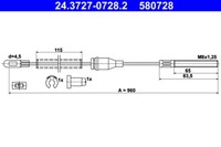 ATE Handbremsseil Links FüR Corsa A 1.0-1.6 09.82-03.93 Opel OE 522587