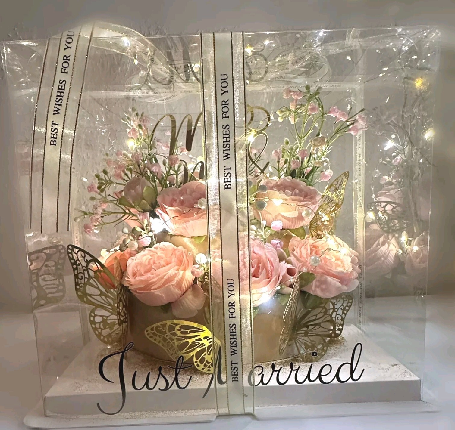 Hochzeitsgeschenk /Heirat/ Box. Handarbeit/ Unikat mit Lichterkette.