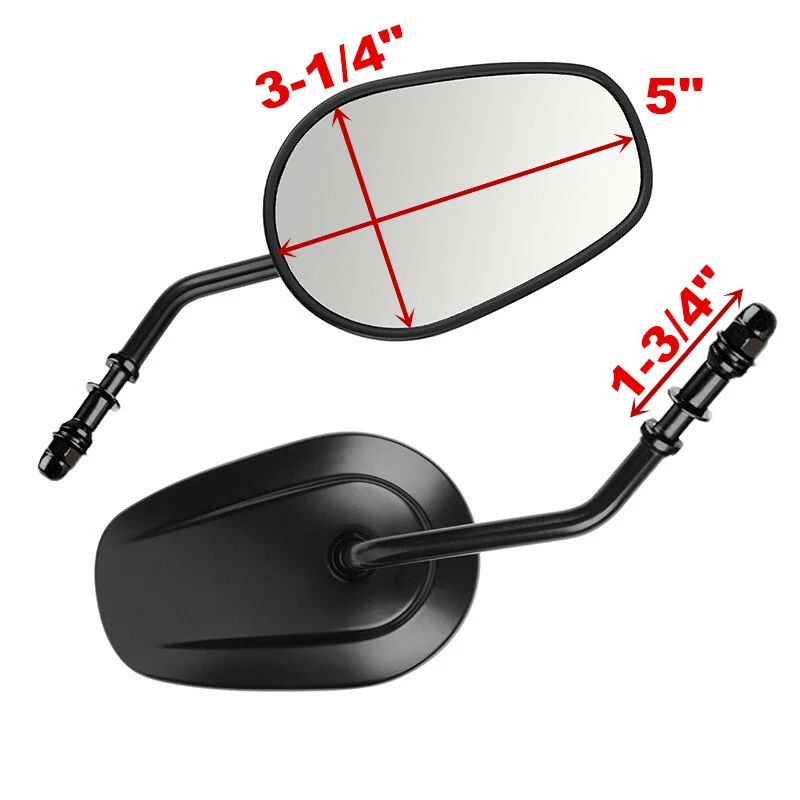 Black Teardrop Tapered Rearview Short Stem Mirrors For Harley Davidson Duo Glide - Image 3 of 4