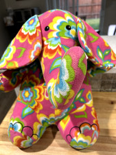 Melissa  Doug Sally The Elephant Pink Flower Power 16" Stuffed Plush Rainbow