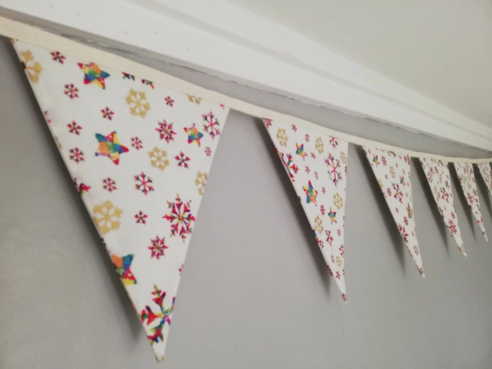 Rainbow Snowflake Fabric Christmas Bunting Foto 4 de 4