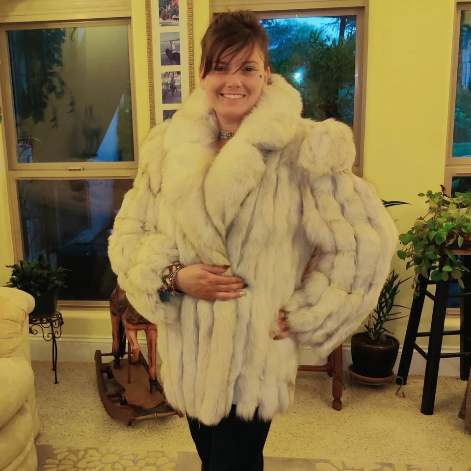 ¡Impresionante abrigo de piel de zorro de Chloe! Chaqueta de invierno de lujo para mujer talla M Foto 3 de 4