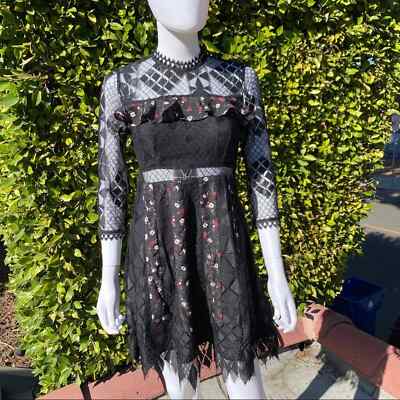 FOXIEDOX Black Floral Lace Dress SIZE XS/S | eBay
