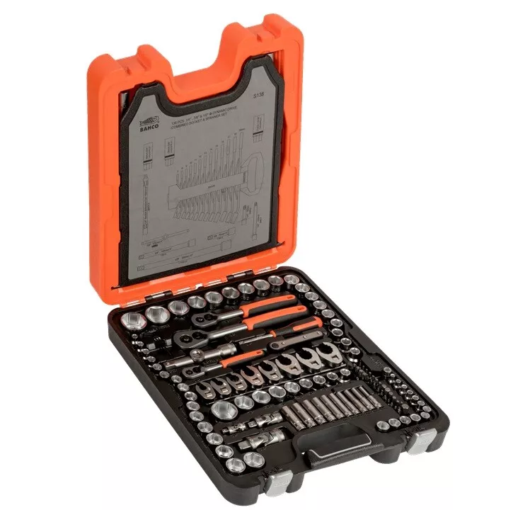Bahco S138 1 4 3 8 1 2 Drive 138 Pce Socket Spanner Crowfoot Set Tool Kit