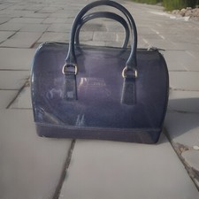 Furla Candy Handbag Purple Glitter Bag Jelly Rubber Large Sparkle. Stunning!