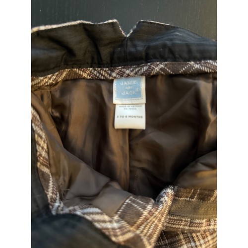 Janie and Jack Baby Plaid Club Pant Boys 3-6m Brown Wool Blend Resort Chino - Picture 5 of 9