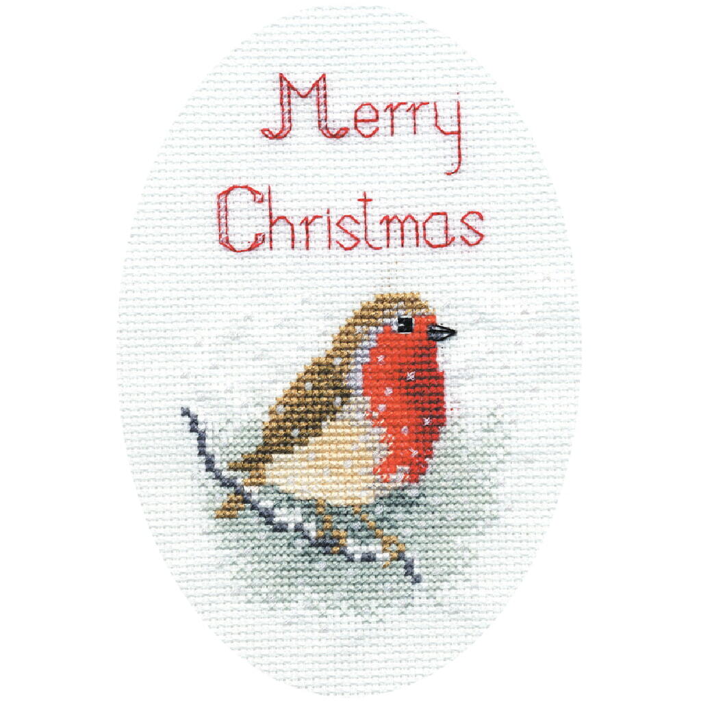 Bothy Threads Greating card counted cross stitch Kit ""Snow Robin "", 9x13.3cm, DW