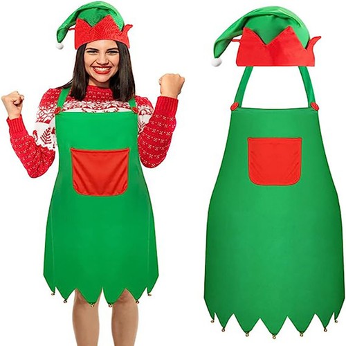 Christmas Apron Hat Cooking Set Elf Festive Chef for Adults Santa eBay
