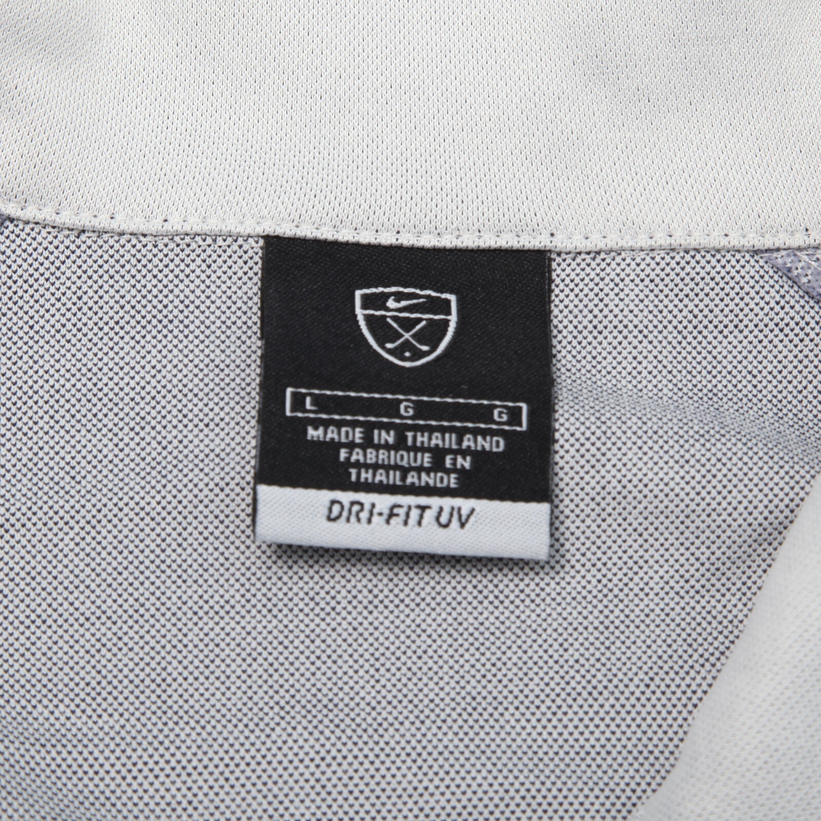 Nike Polo Shirt Mens Large Gray Blue Polk Dots Dri Fit UV No Logo Golf