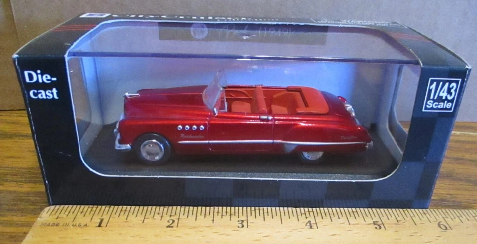 Coche convertible Buick Roadmaster 1949 rojo juguete 1:43 nuevo Ray City Cruiser fundido a presión Foto 3 de 4