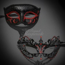 Couple's Masquerade Masks  Extravagant Masquerade Masks Classic Black Red