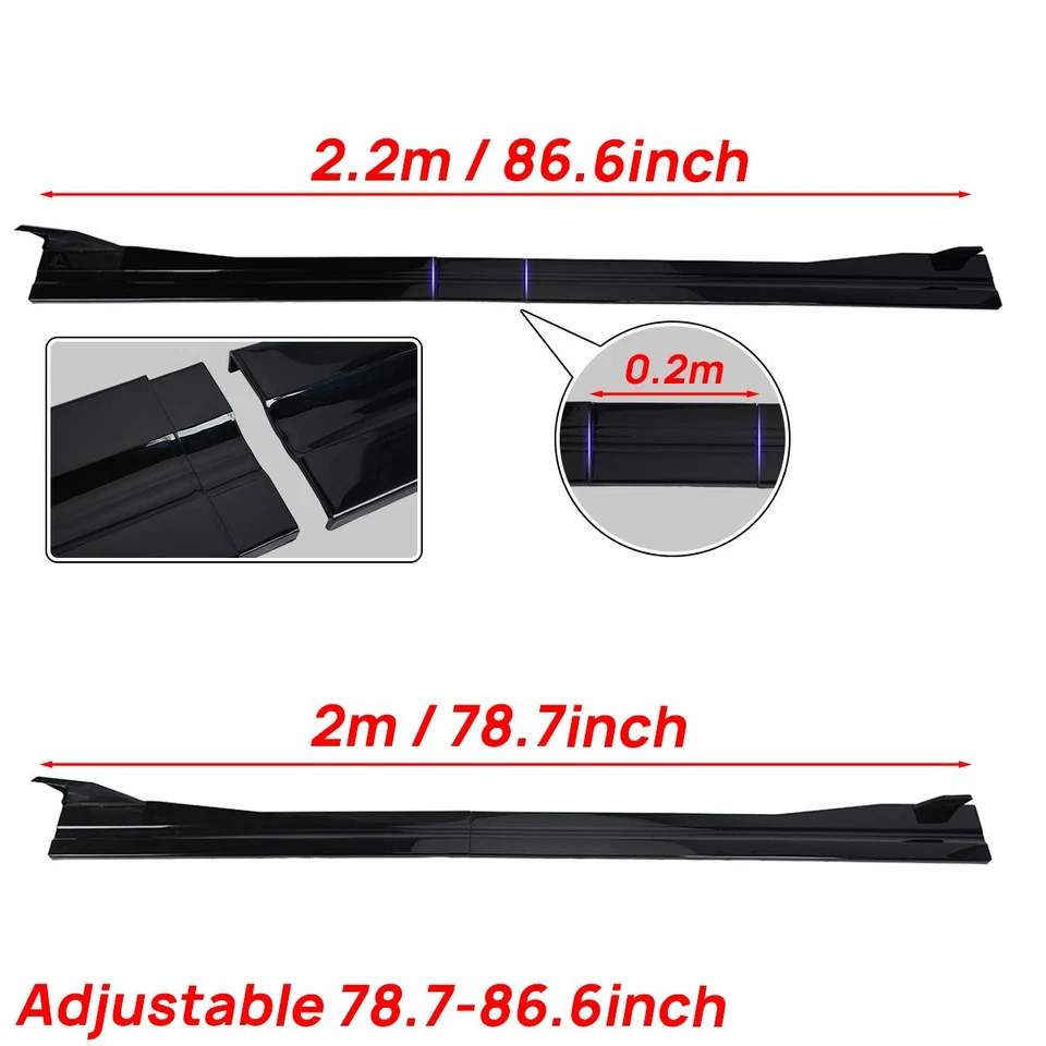 For Honda Prelude SI Car Side Skirts Splitter Spoiler Extension Lip Gloss Black Foto 3 de 4