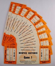 1975 World Football League Memphis Southmen 10 Different Mint Full Tickets
