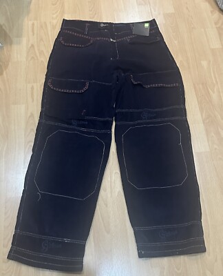 Y2K MARITHE FRANCOIS-GIRBAUD CORDUROY PANTS 38 BLUE X FRONT BARTACK SHUTTLE JEAN