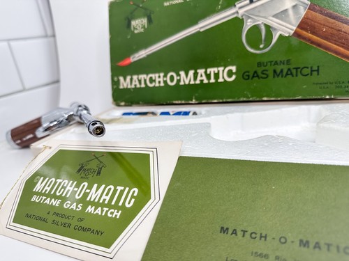 Vintage Match-O-Matic Butane Gas Match National Silver Co. Original Box Untested - Picture 7 of 14