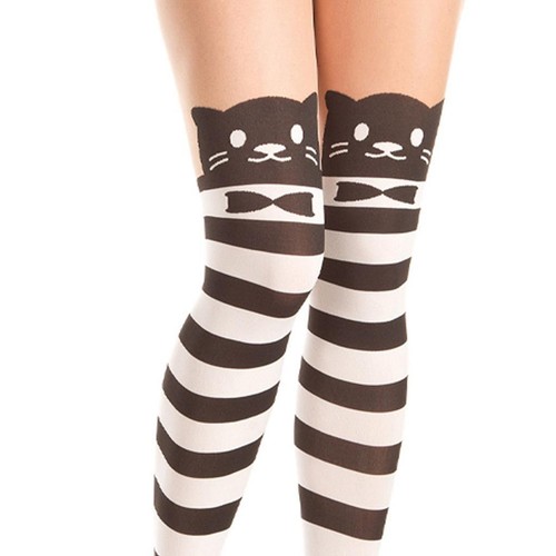 Bas Hauts D'Halloween - Motif Taches De Sang Rouge Sur Blanc - Taille Au-dessus Du Genou - Pour Déguisement Cosplay Horreur - Polyester élastique