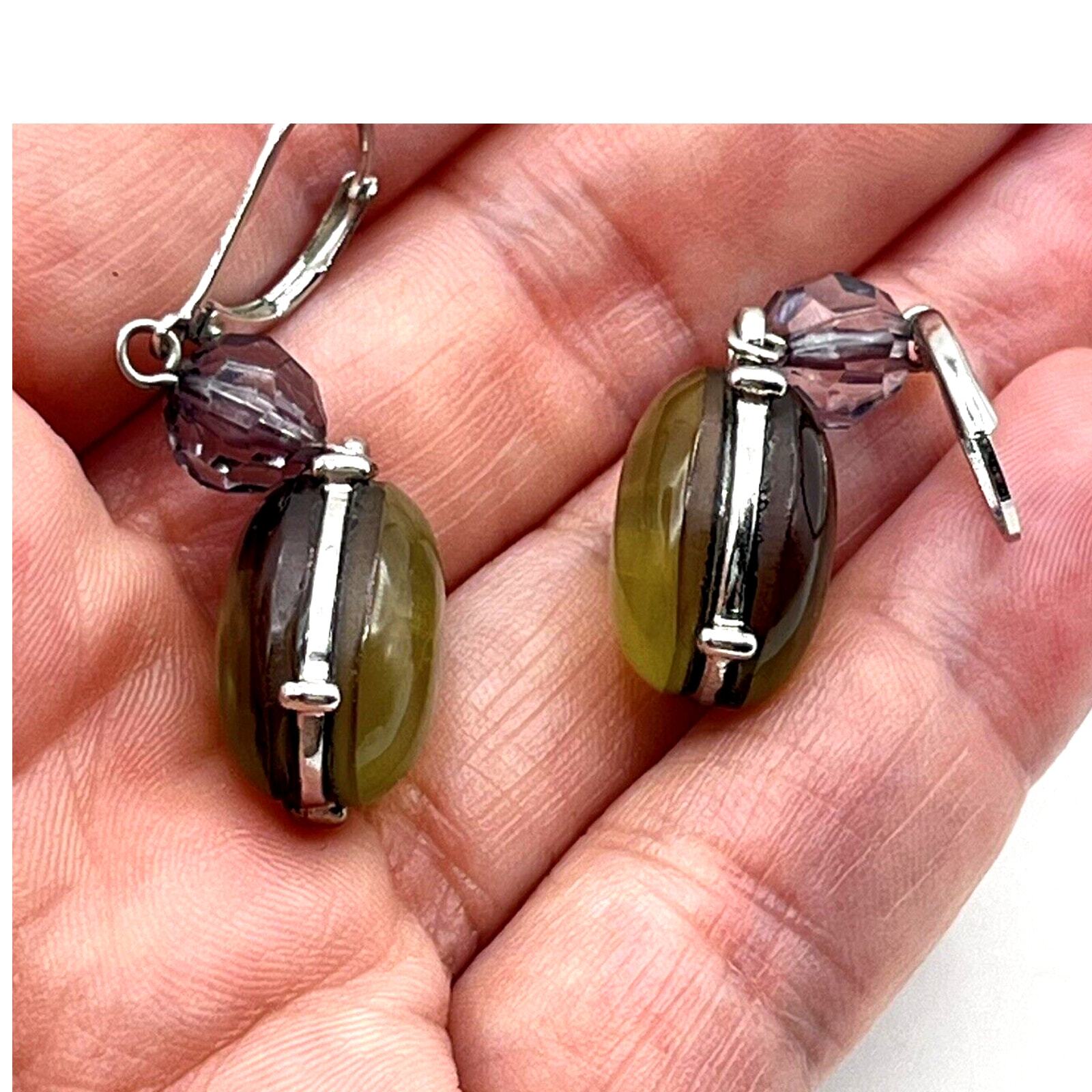 Abalone Shell with Lucite Dangle Drop Earrings Le… - image 3