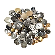 Vintage Lot of 85+ Shank 2 & 4-Hole Metal Collectible Sewing Graft Buttons