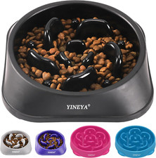Pet Food Slow Eating Dish Feeder Bowl, Dogs, Cats, Interactive, 1 2 Cups Black 