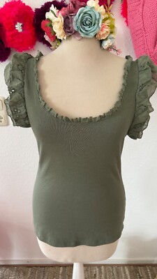 Top Rüschen in Olive Boho Gr.36 38 40 neu Ibiza Lover
