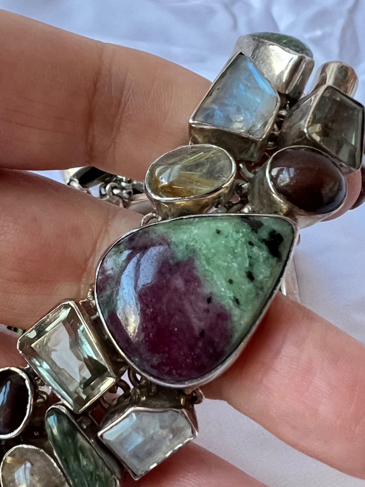 MOONSTONE TOPAZ QUARTZ RUBY LABRADORITE NECKLACE … - image 7