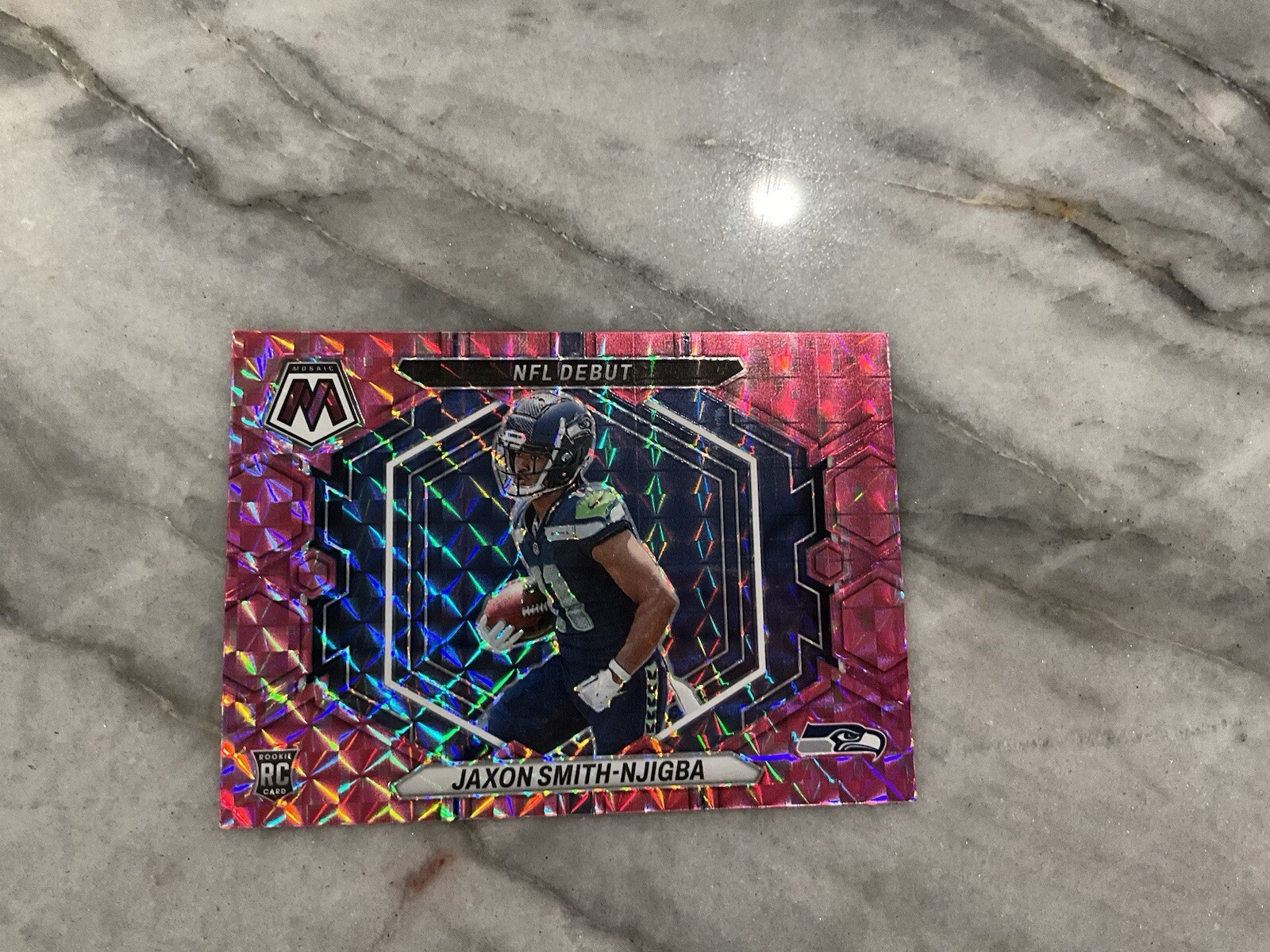 2023 Panini Mosaic - NFL Debut Camo Pink Mosaic Prizm #ND-12 Jaxon Smith-Njigba