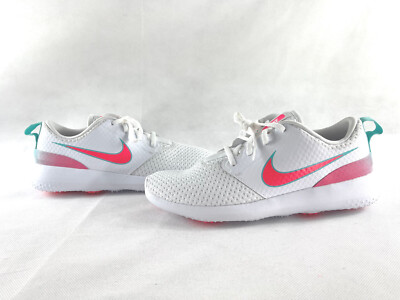 Nike Junior Roshe G Golf Shoes White/Aurora Green/Hot Punch Sz