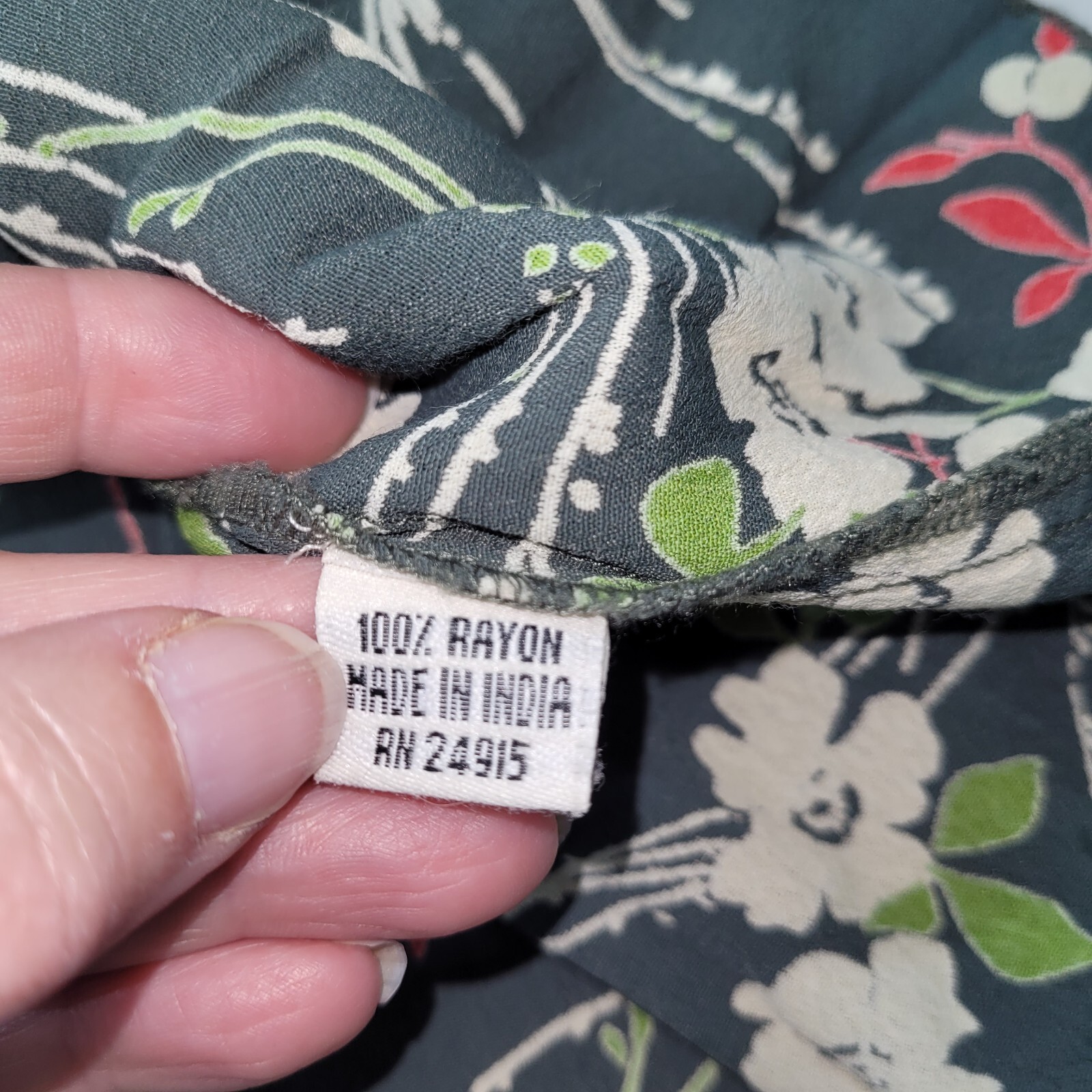 Karavan Skirt Women XL Green Floral Print Rayon A-Line Knee Length Office Casual