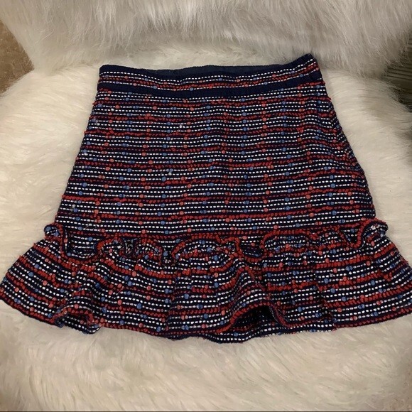 Janie & Jack Girl's Stripes Ruffle Boucle Short/Mini Skirt, Size 4