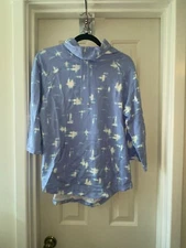 ISAAC MIZRAHI LIVE Soho French Terry Pullover Hoodie CLOUD BLUE sz SMALL