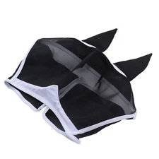 (Black)Horse Fly Mask Breathable Comfortable Soft Fine Mesh Design Horse Face AC